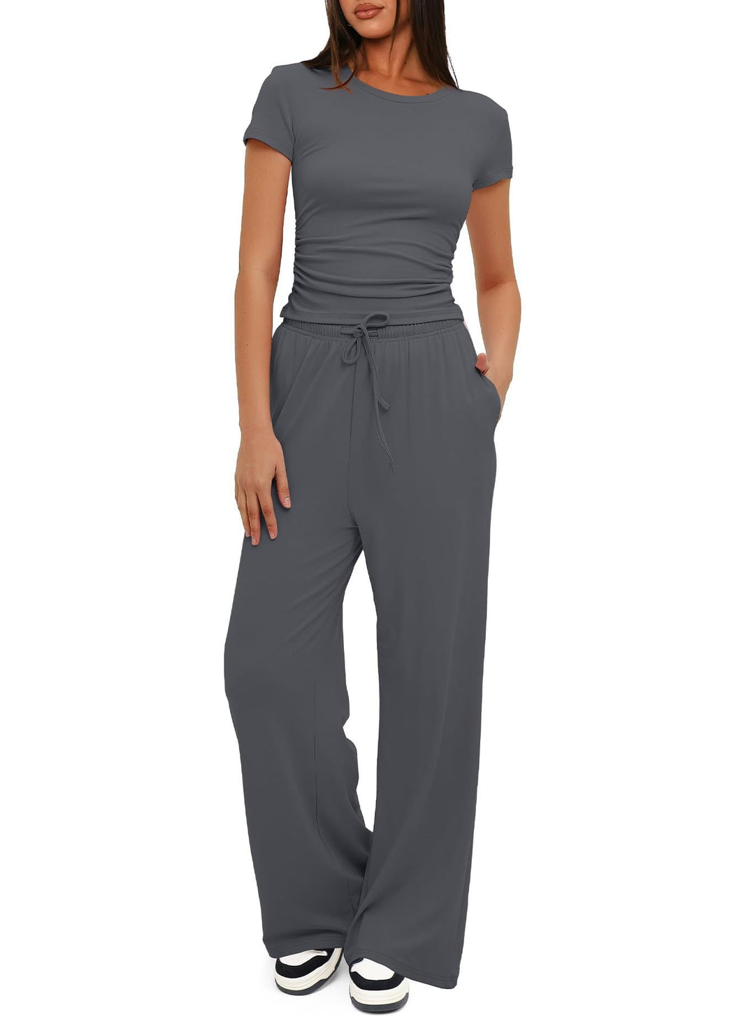 Damen Lässiges Lounge-Set mit weitem Oberteil und bequemen Hosen R&B