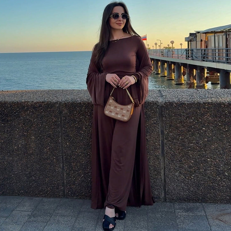 Damen eleganter Maxikleid mit voluminösen Ärmeln R&B