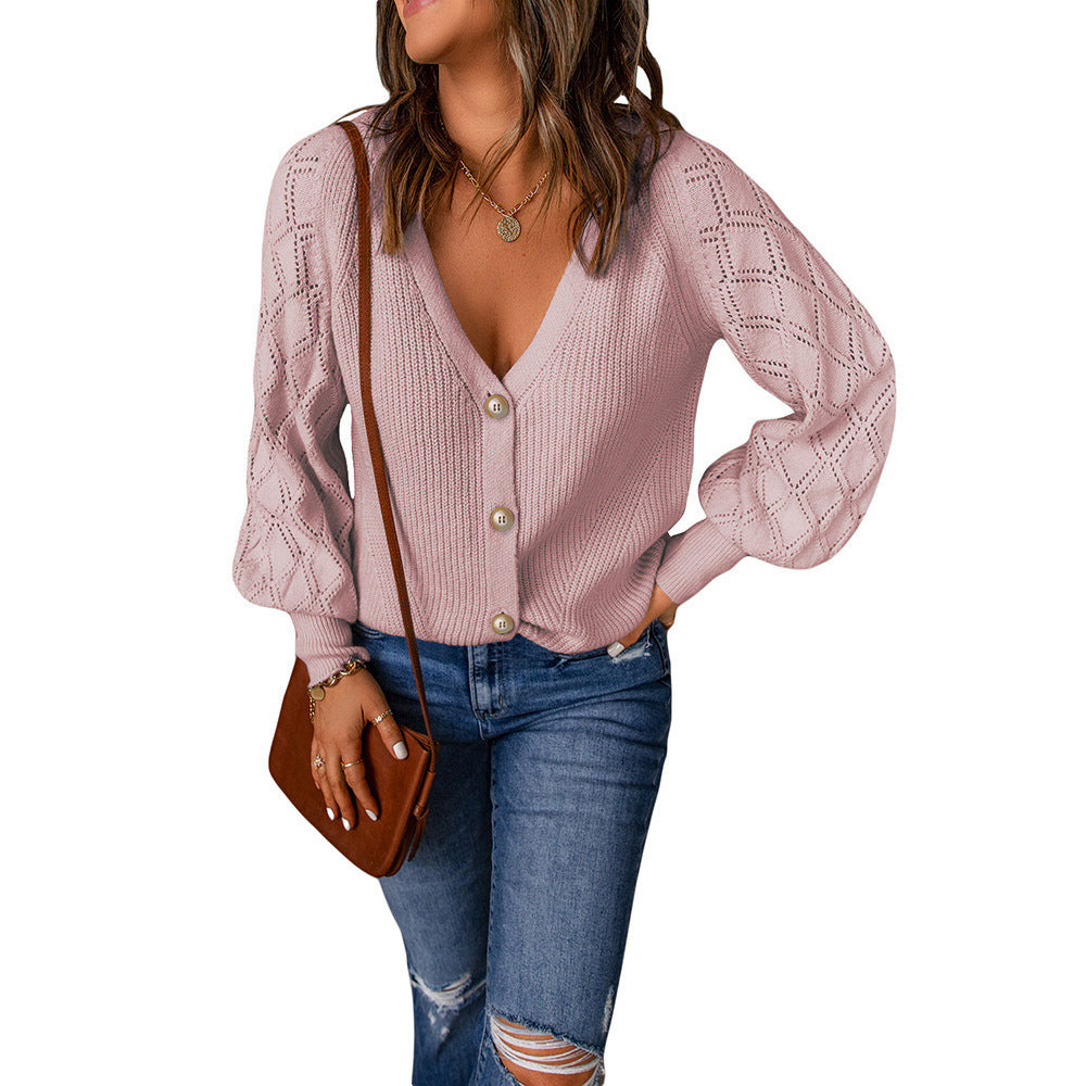 Damen Strickjacke mit romantischem Rippmuster und eleganten Knopfdetails R&B