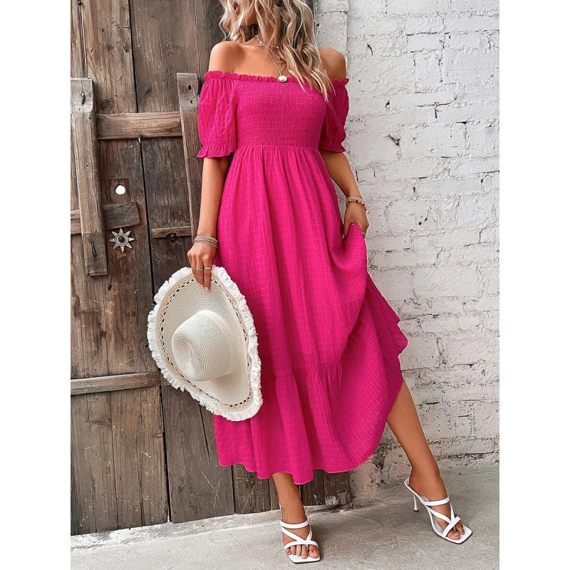Damen Off-Shoulder Maxikleid mit voluminösen Ärmeln und fließendem Schnitt R&B