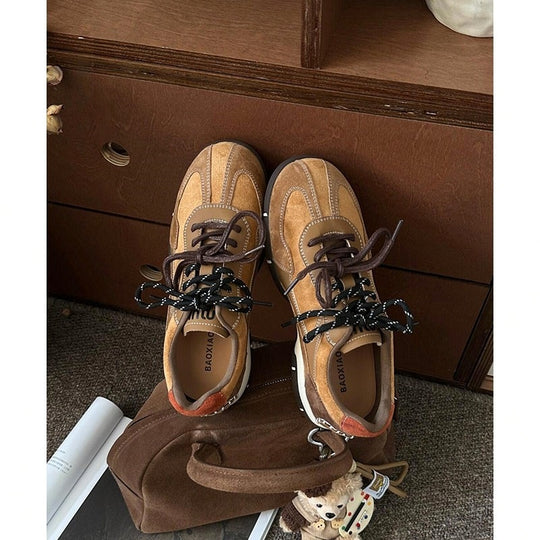 Damen modische Sneakers mit strapazierfähigem Wildleder und atmungsaktiver Sohle R&B