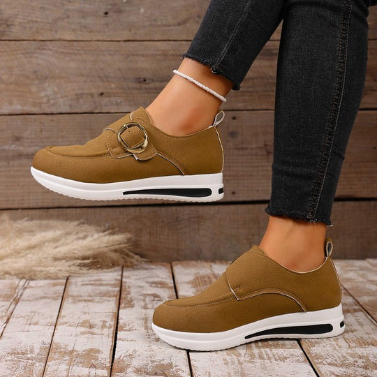 Damen Modische Slip-On Sneakers mit verstellbarem Schnallenverschluss R&B
