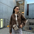 Damen Modische Kurzjacke mit voluminösen Ärmeln und lässigem Schnitt R&B