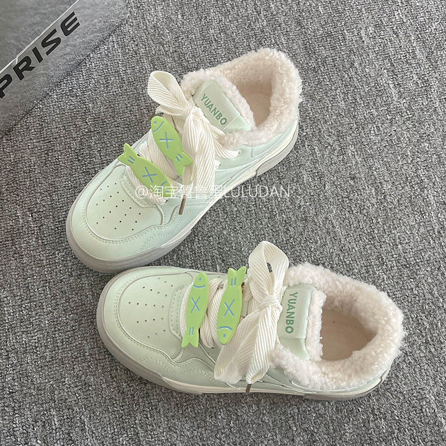 Damen Bequeme Sneaker mit kuscheligem Innenfutter und modischen Schnürdetails