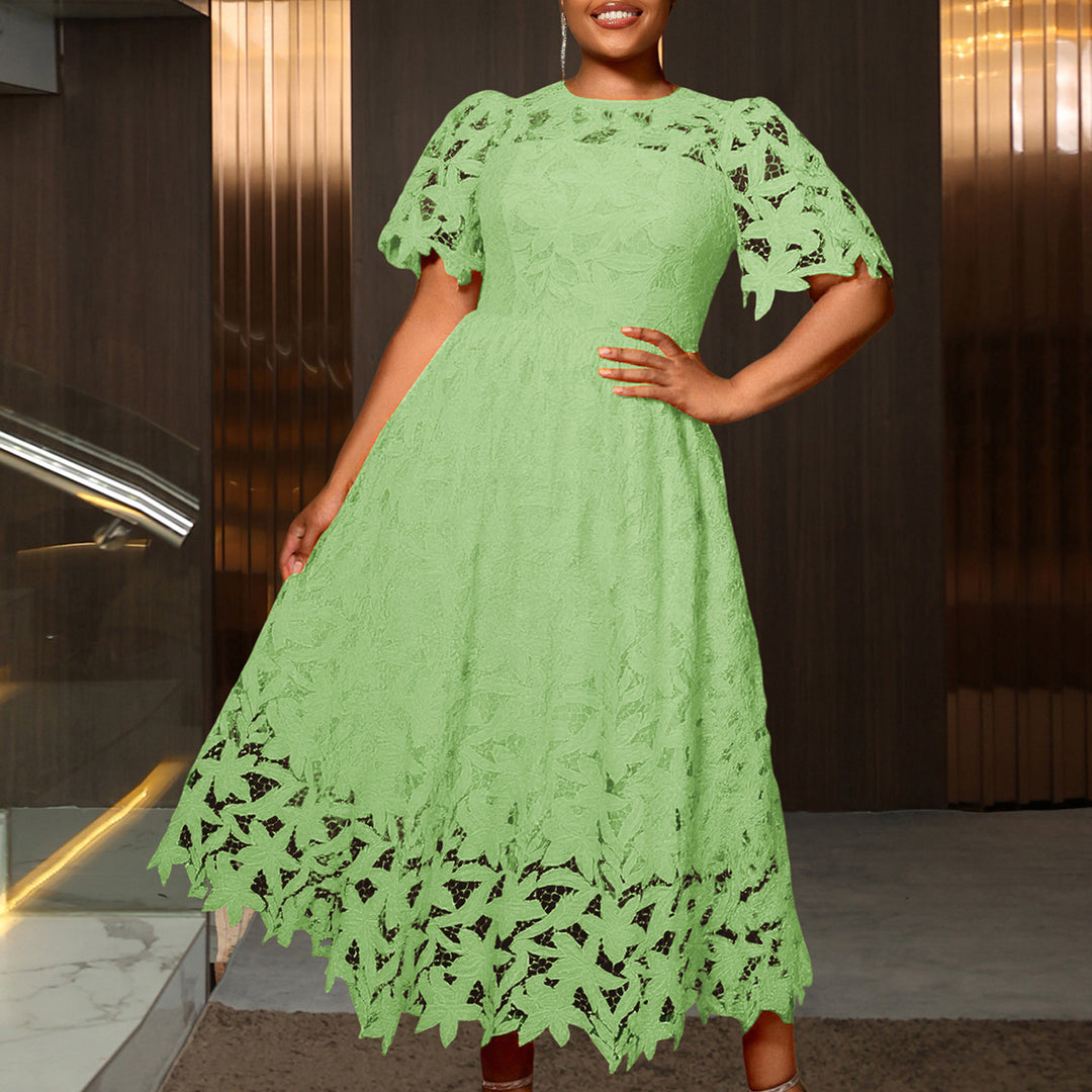 Damen Spitzen-Maxikleid mit floralem Design R&B