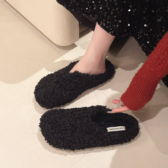 Damen Flauschige Hausschuhe mit rutschfester Sohle und weichem Innenfutter R&B