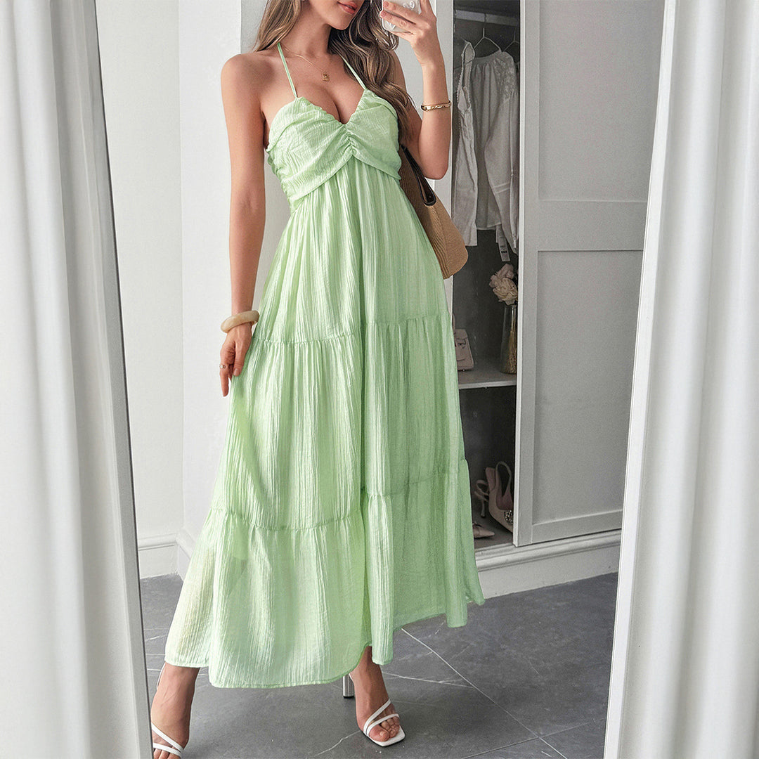Damen Maxidress mit elegantem Rüschendesign und verstellbaren Spaghettiträgern R&B