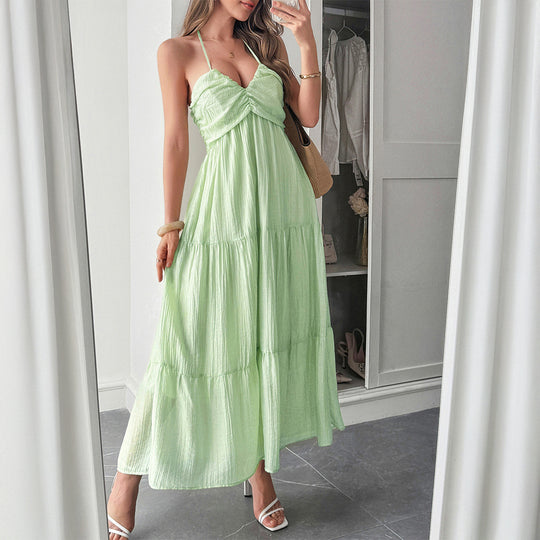 Damen Maxidress mit elegantem Rüschendesign und verstellbaren Spaghettiträgern R&B