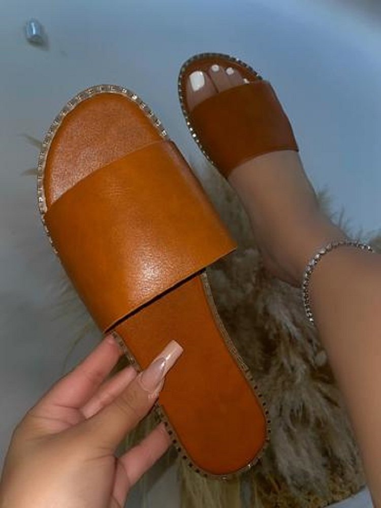 Damen Komfortable Slides mit eleganter Kettenverzierung R&B
