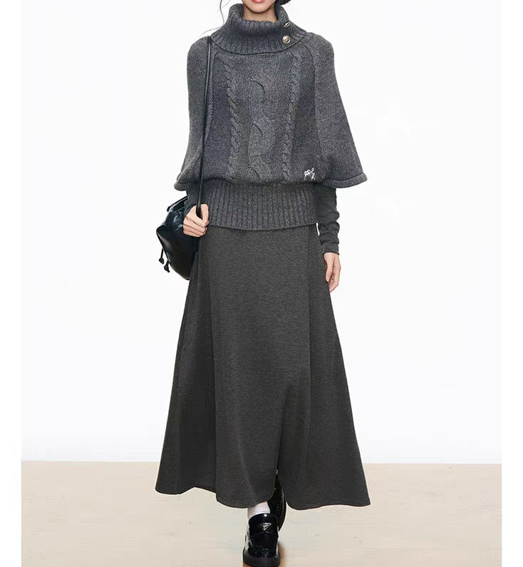Damen Strickkleid mit voluminösen Ärmeln und elegantem Rollkragen R&B