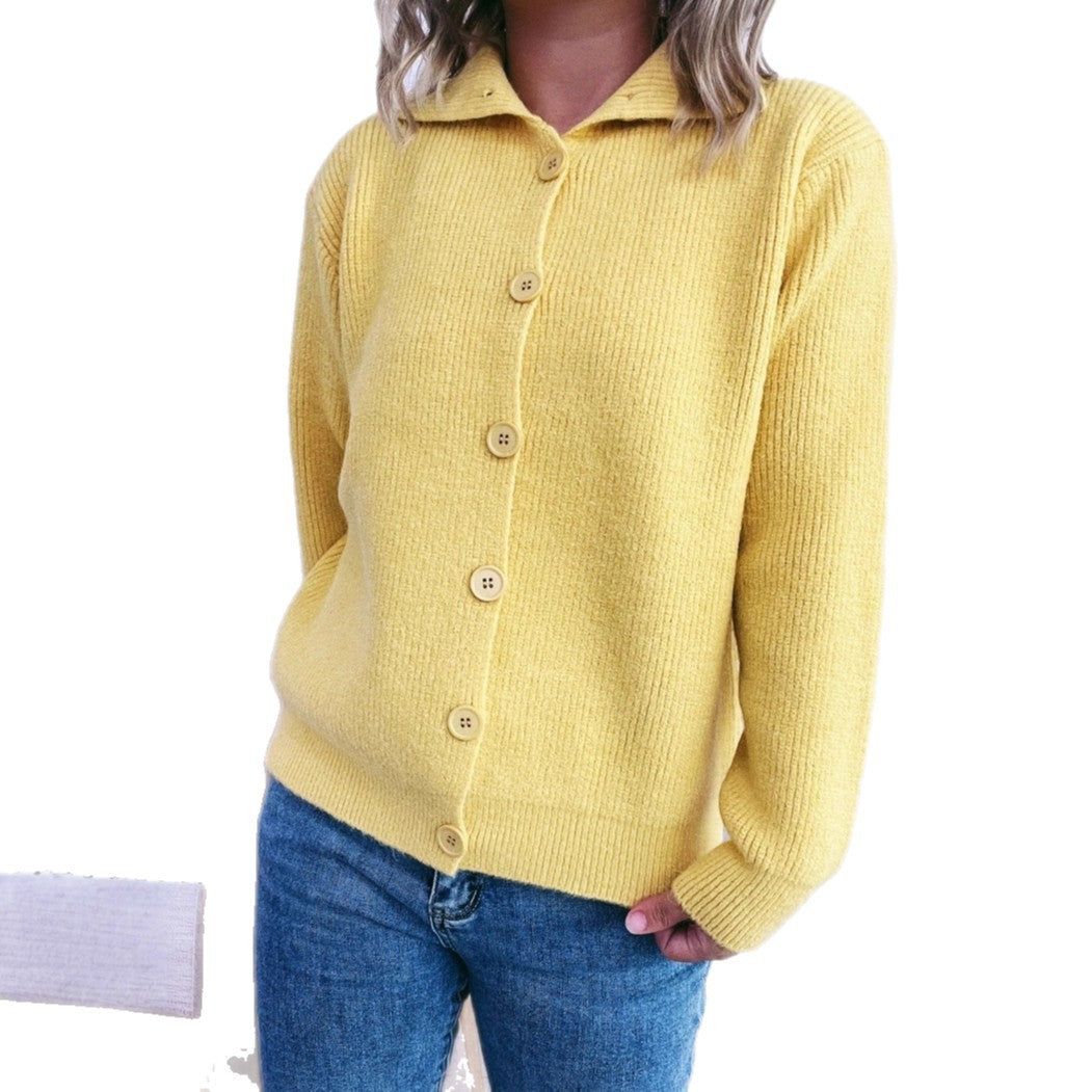 Damen gestrickte Oversize-Jacke mit Knopfleiste und weitem Schnitt R&B