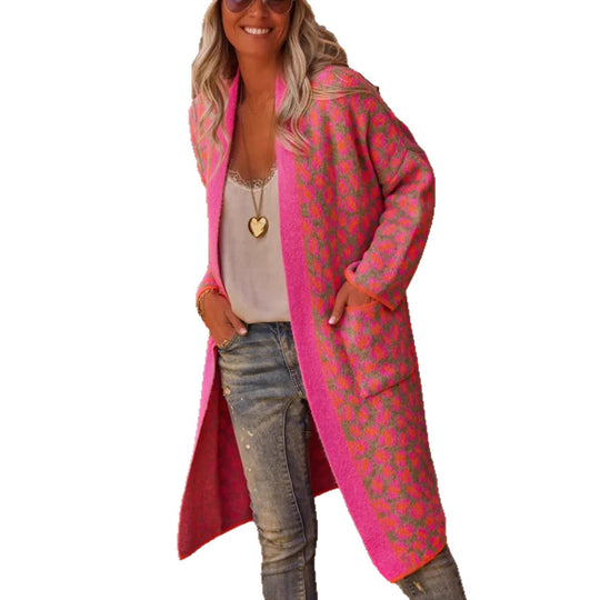 Damen modischer Cardigan mit auffälligem Muster R&B