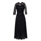 Damen Maxikleid mit Spitzendetails und transparentem Rock R&B