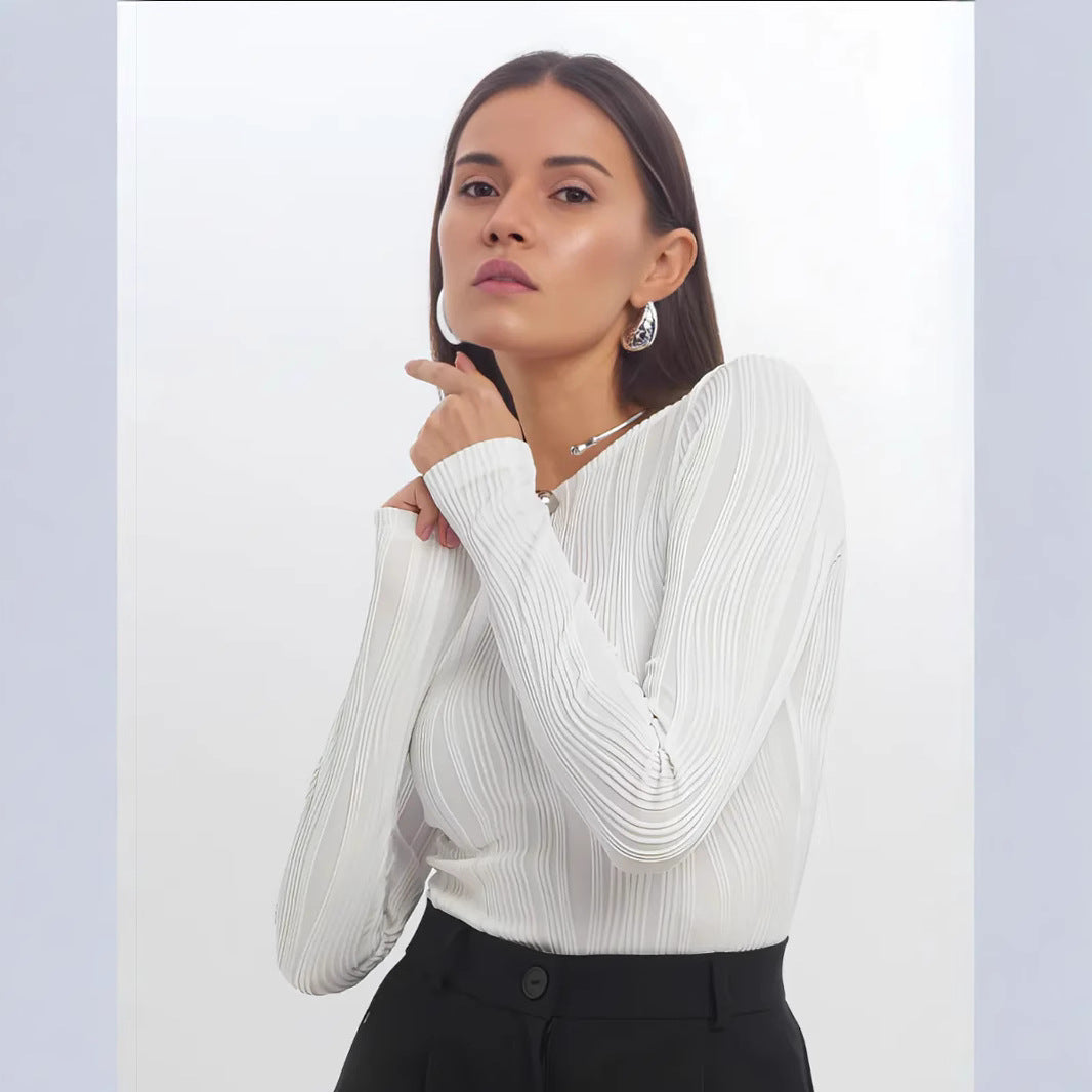 Damen Langarmshirt mit elegantem Rippenmuster R&B