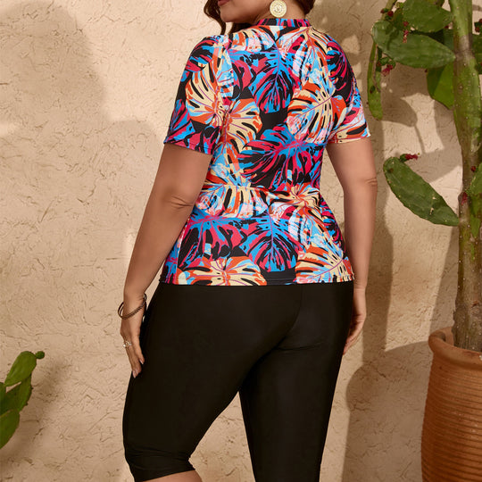 Damen Sportliches Oberteil mit floralem Design und lässigen Leggings R&B