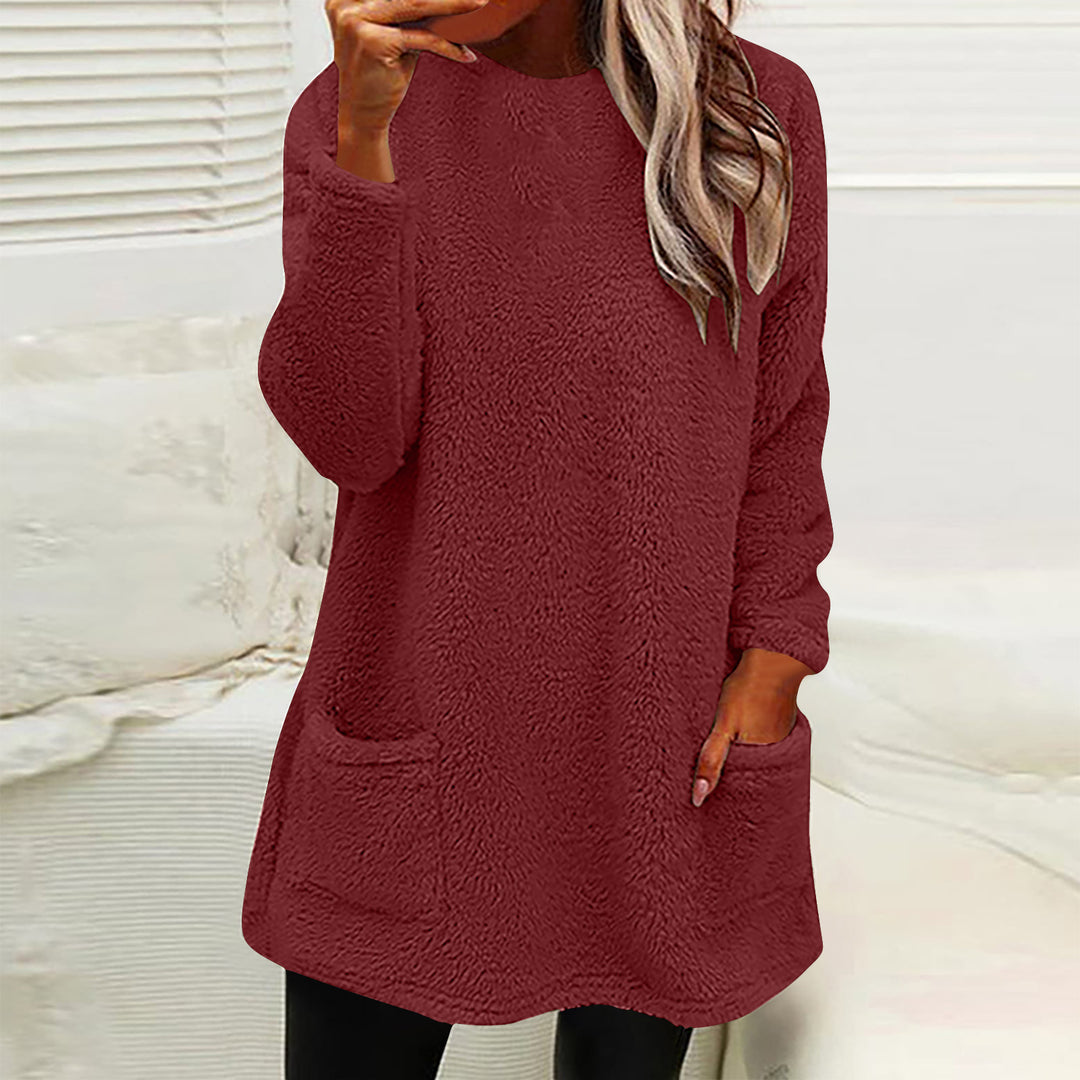 Damen Kuscheliger Fleece-Pullover mit praktischen Taschen und weitem Schnitt R&B