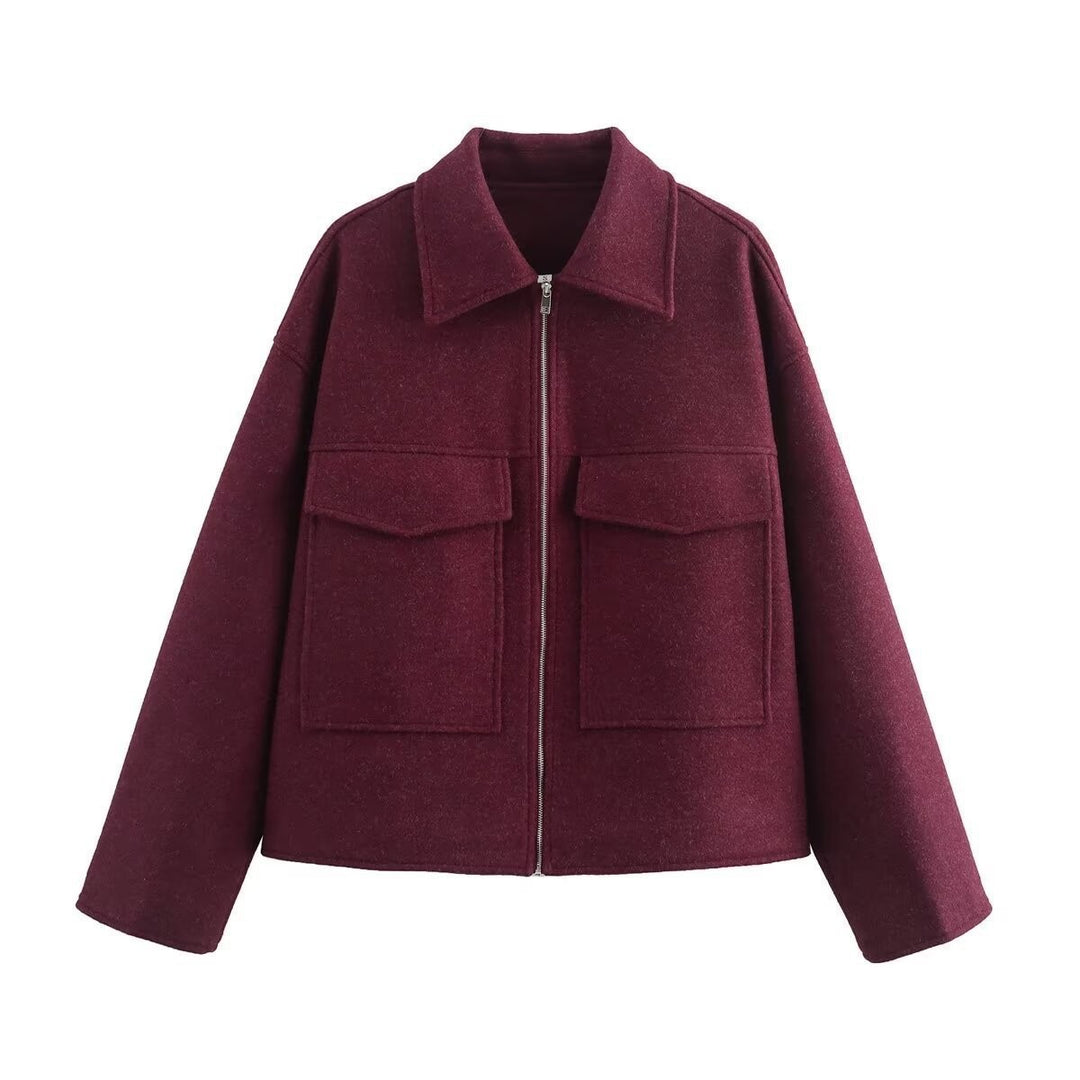 Damen lässige Fleecejacke mit praktischen Taschen und modernem Kragen R&B