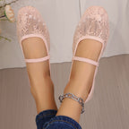 Damen Ballerinas mit filigranem Stickmuster und elastischem Riemen R&B