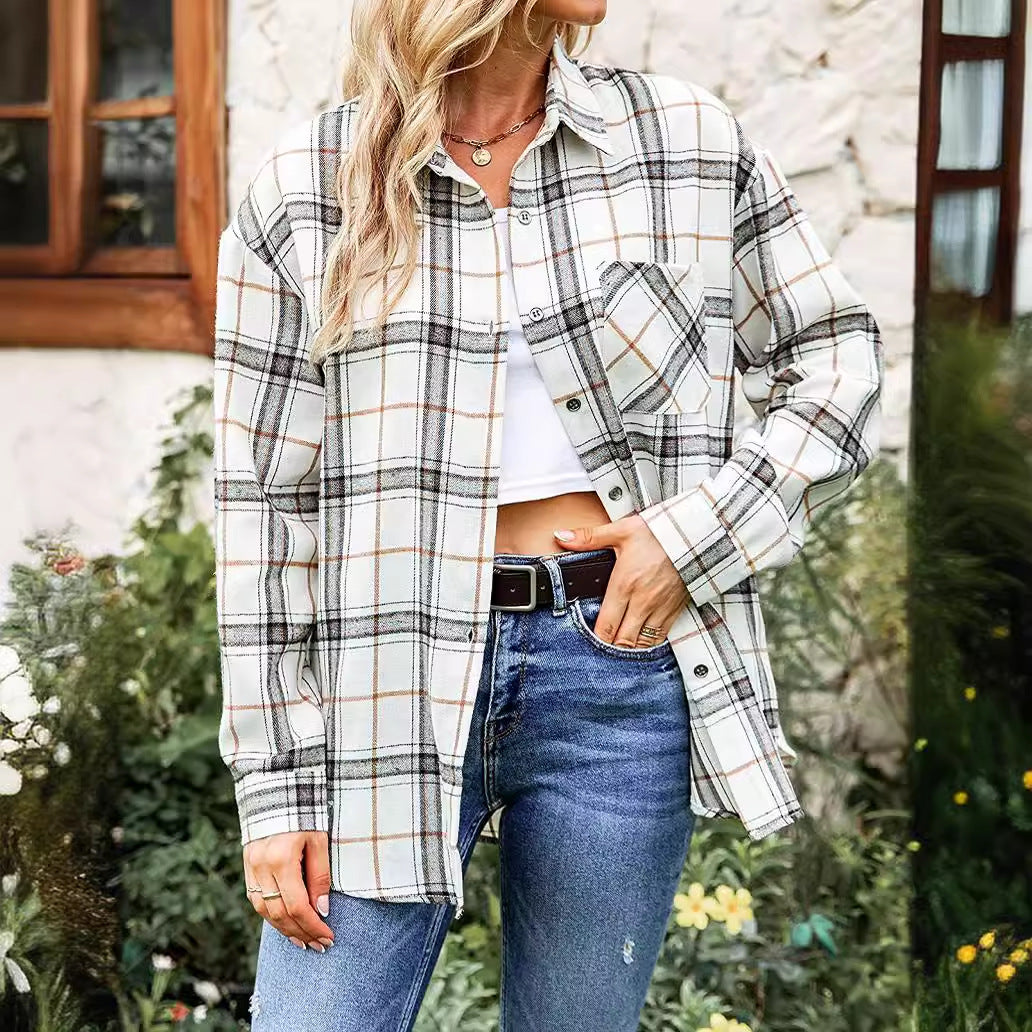 Damen Karierte Freizeitbluse R&B