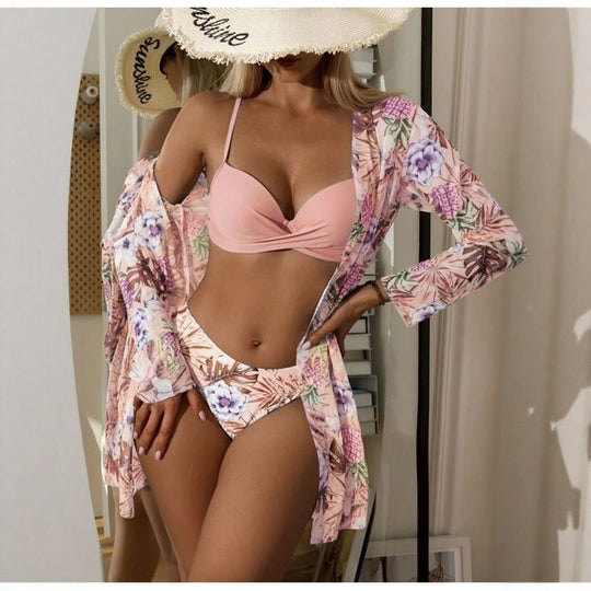 Damen geraffte Strandüberjacke mit floralem Muster R&B