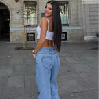 Damen Weite Flared Jeans mit High-Waist Schnitt