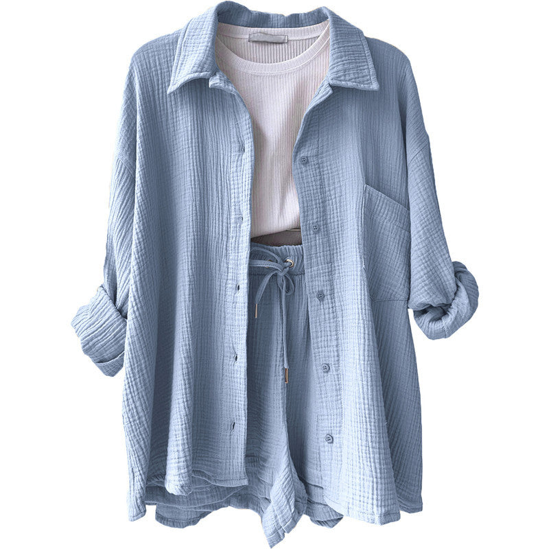 Damen lässige Oversized-Hemdjacke mit Gürtel R&B
