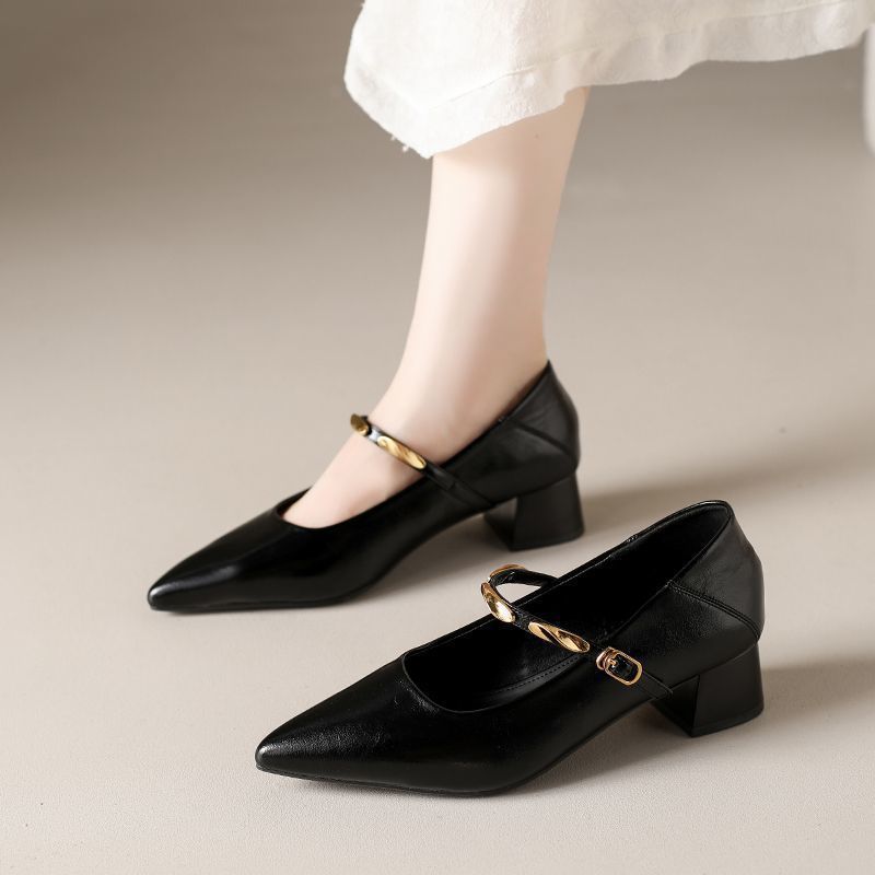 Damen elegante Lederpumps mit Blockabsatz R&B