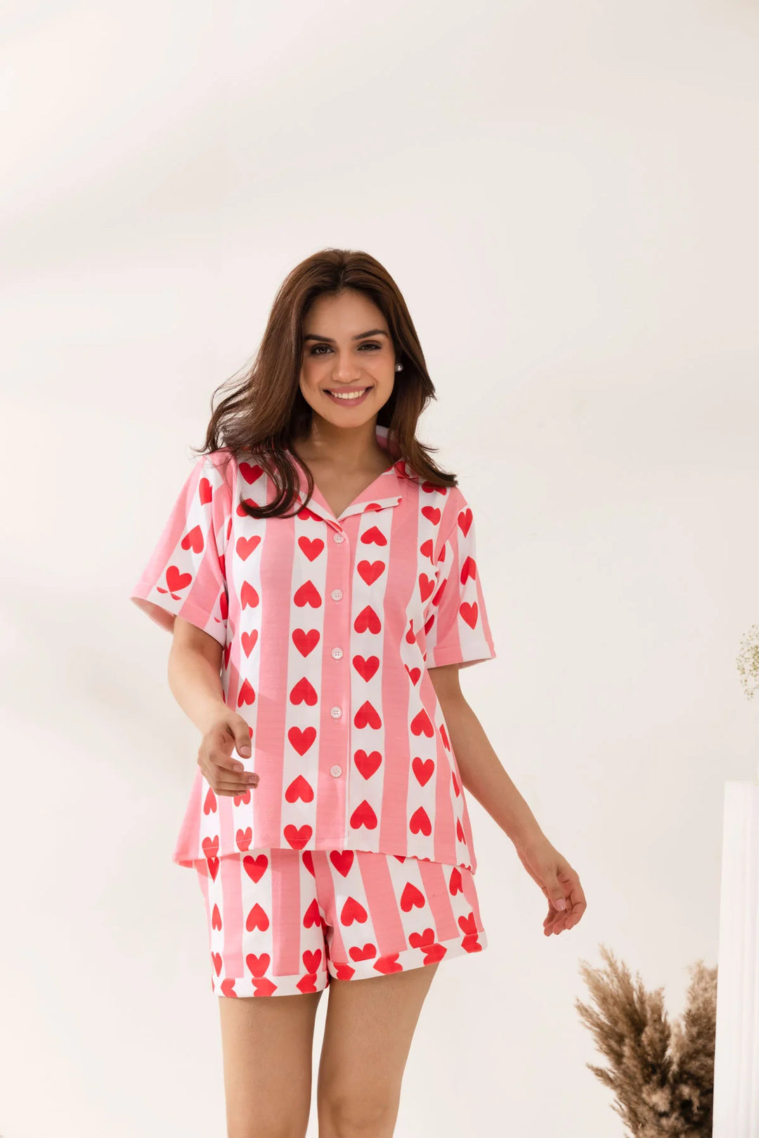 Damen Schlafanzugset mit Herzmuster R&B