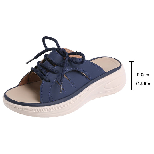 Damen Clogs mit angesagtem Schnürdesign und komfortabler Plateau-Sohle R&B