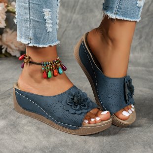 Damen Komfortable Zehentrenner-Sandalen mit floralen Akzenten R&B