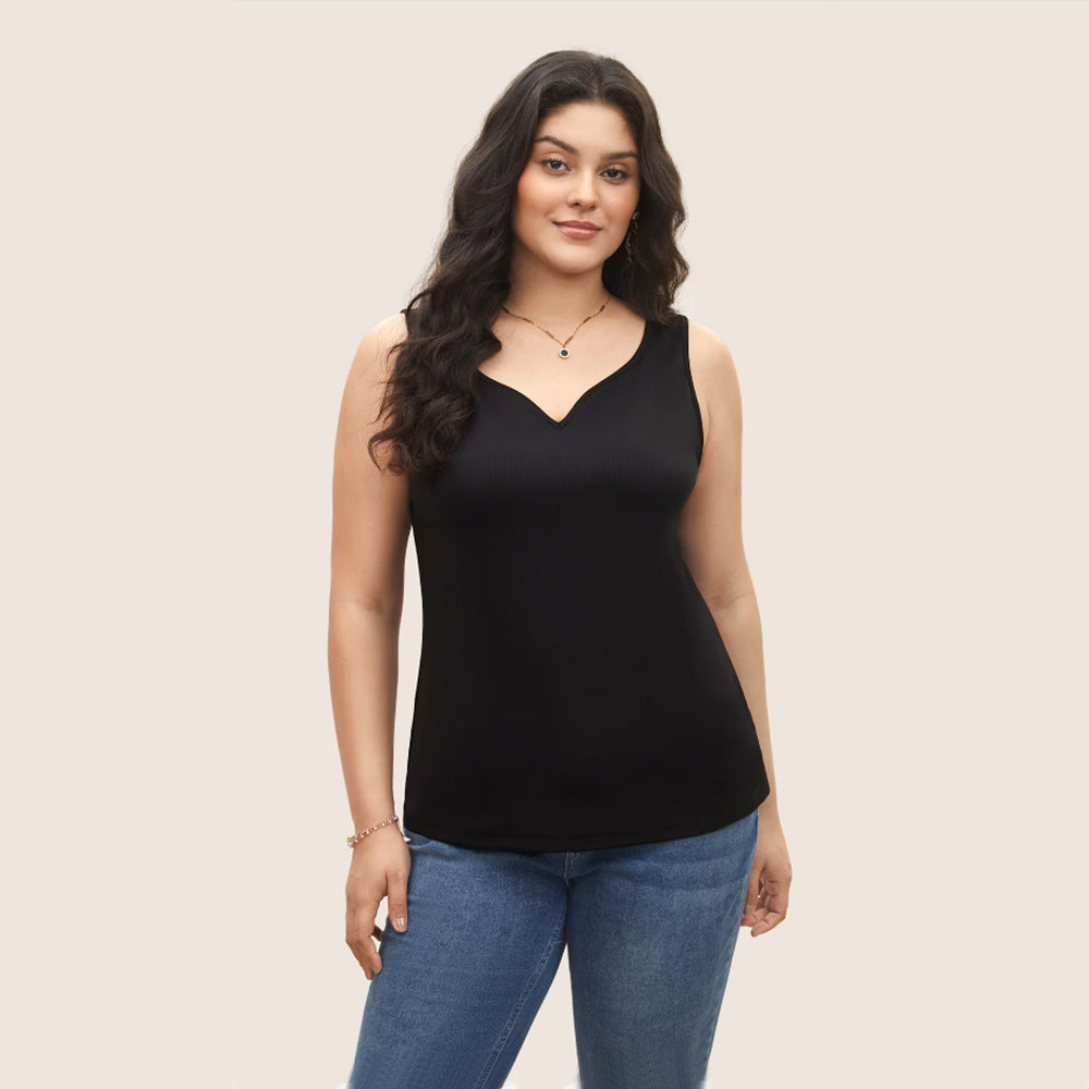 Damen ärmelloses Tanktop mit schwungvollem V-Ausschnitt R&B