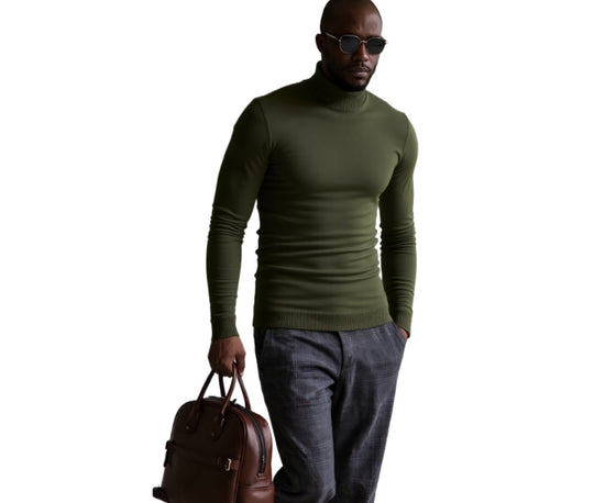 Herren rollkragen pullover mit feiner Struktur R&B
