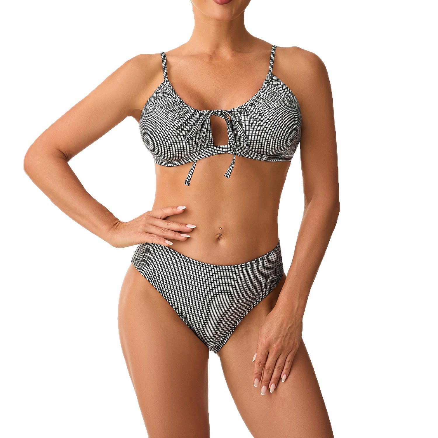 Damen Hochgeschnittener Bikini mit verspieltem Schlüssel-Ausschnitt R&B