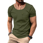 Herren T-Shirt mit praktischer Brusttasche und modernem V-Ausschnitt