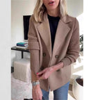 Damen Modische Doppelreihige Blazerjacke mit strukturierten Ärmeln R&B
