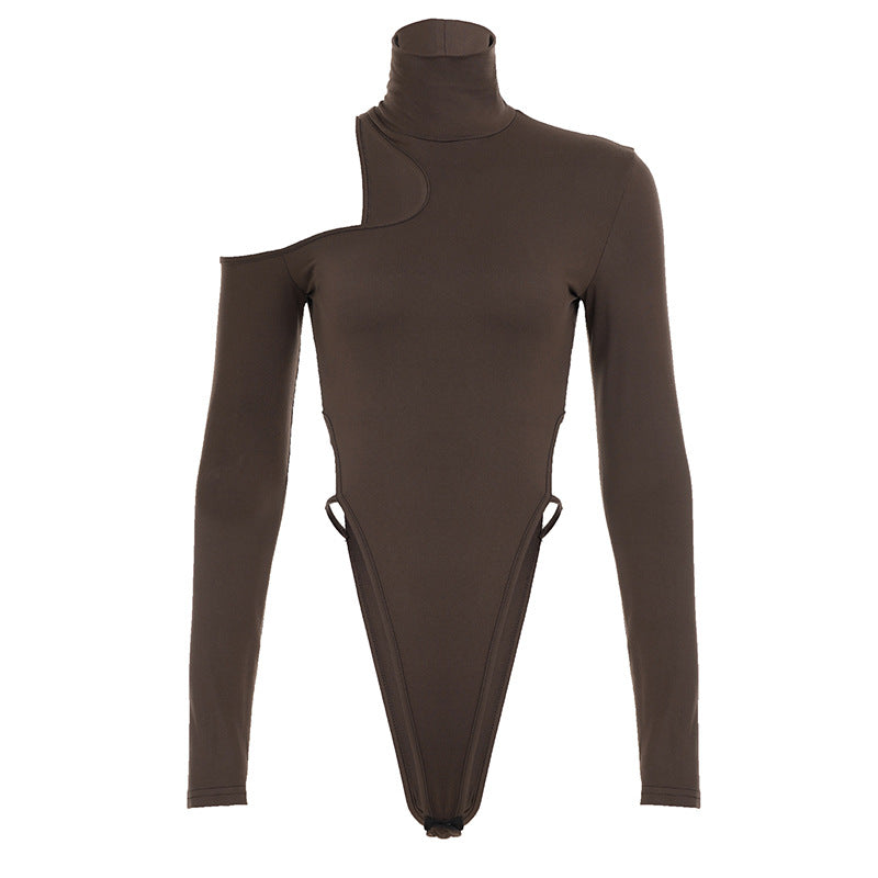 Damen Body mit asymmetrischem Schnitt und hohen Rüschen R&B