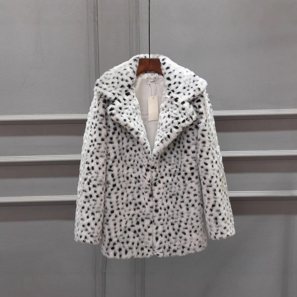 Damen Luxus Kunstpelzjacke im Leopardenmuster R&B