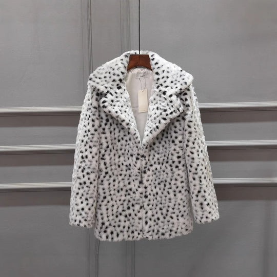 Damen Luxus Kunstpelzjacke im Leopardenmuster R&B