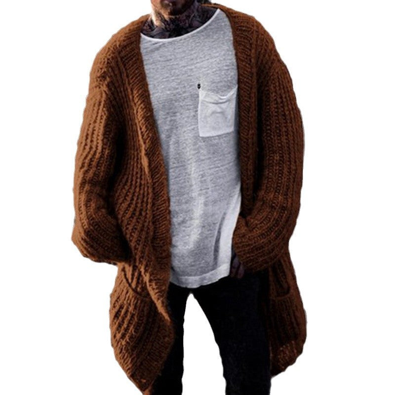 Herren Großer Strickcardigan mit tiefem Schnitt und strukturiertem Design R&B