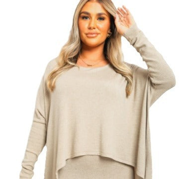 Damen asymmetrisches Minikleid mit überschnittenen Schultern R&B