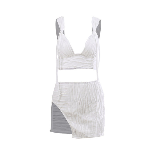 Damen Two-Piece Lounge-Set mit schulterfreiem Design und Rüschendetails R&B