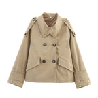 Damen modische Übergangsjacke mit doppelter Knopfleiste und praktischen Taschen R&B