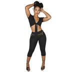 Damen modisches Crop-Top mit BindR&Band und figurbetonten Leggings R&B