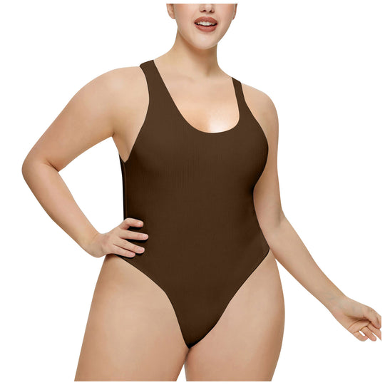 Damen Hochgeschnittenes Rib-Badeanzug R&B