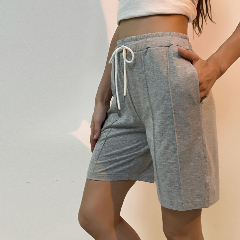 Damen bequeme Freizeit-Shorts mit elastischem Bund und sportlichen Kontrastnähten R&B