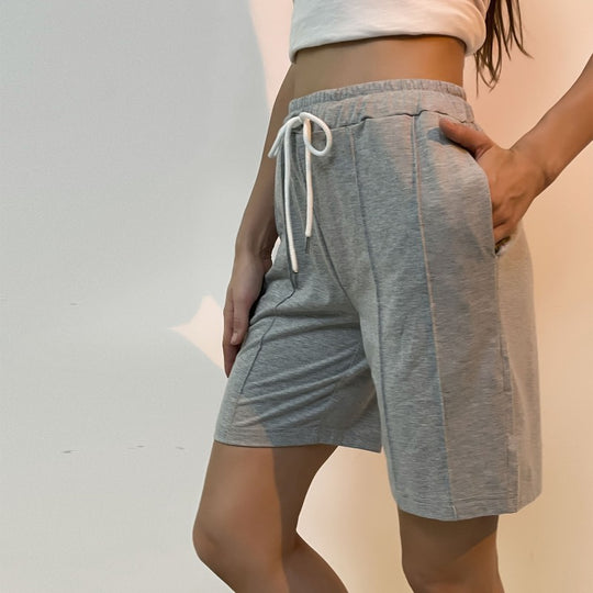 Damen bequeme Freizeit-Shorts mit elastischem Bund und sportlichen Kontrastnähten R&B
