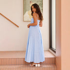 Damen Maxikleid mit schmalen Trägern und asymmetrischem Rock R&B