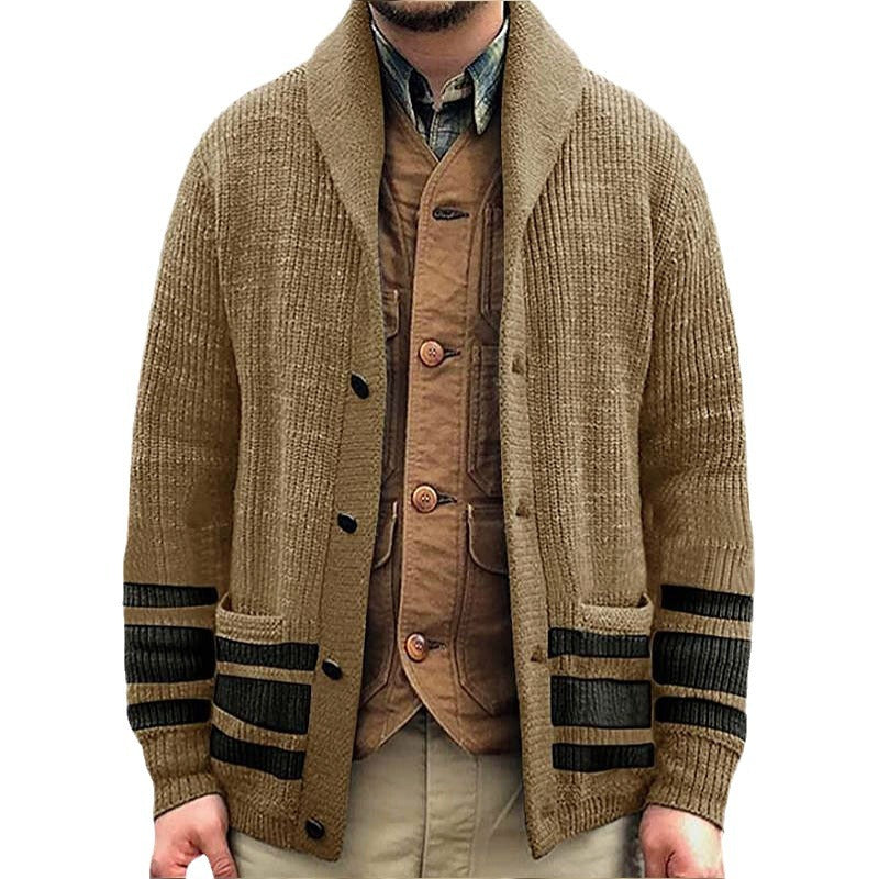 Herren Strickjacke mit modernem Waffelmuster und praktischen Taschen R&B