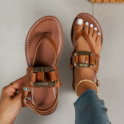 Damen stylische Zehentrenner-Sandalen mit verstellbarem Riemensystem R&B