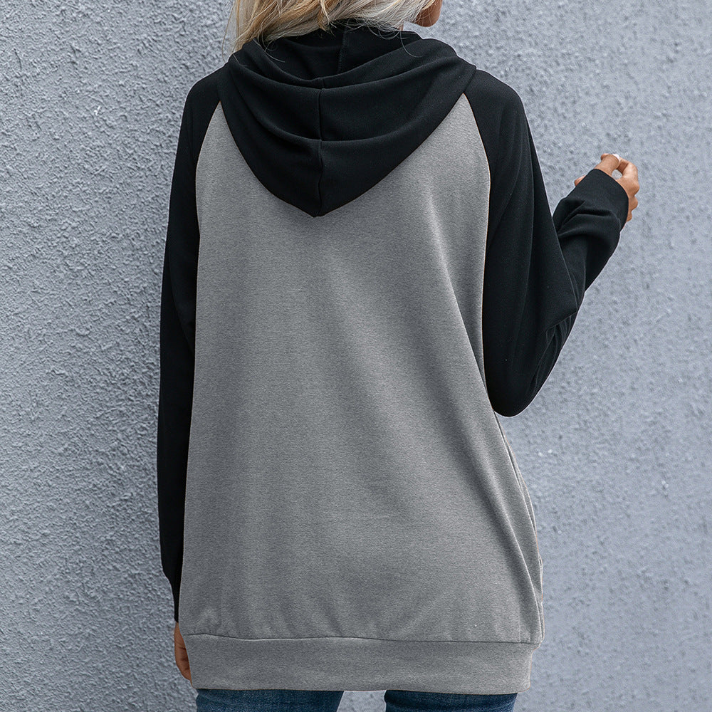 Damen lässiger Kapuzenpullover mit Taschen und sportlichem Raglan-Schnitt R&B